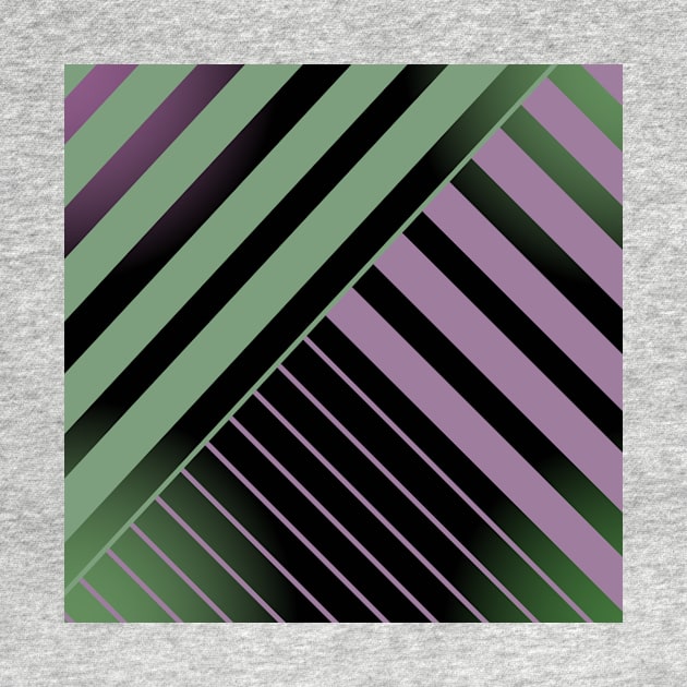 Green and Pink Stripes on Black by OneLook